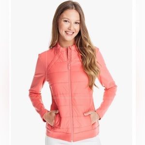 Southern Tide Josette Mixed Media Full Zip- Sunkist Coral NWT